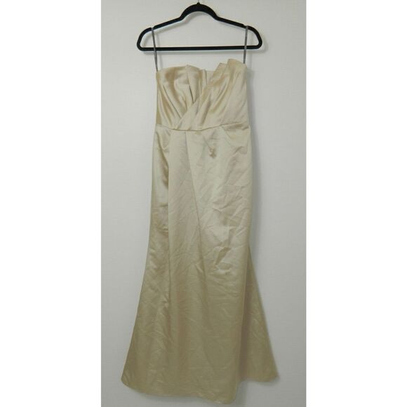 Vera Wang Dress Maxi  Ivory Origami Champagne Strapless Formal Bridesmaid Size 4 - Picture 2 of 12